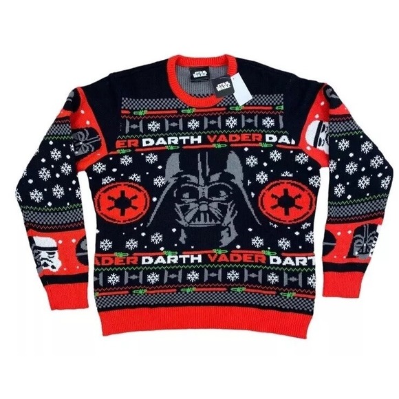 Star Wars Darth Vader Geeknet Ugly Christmas Sweater Men XXL Black Crew Neck NWT - Picture 6 of 7